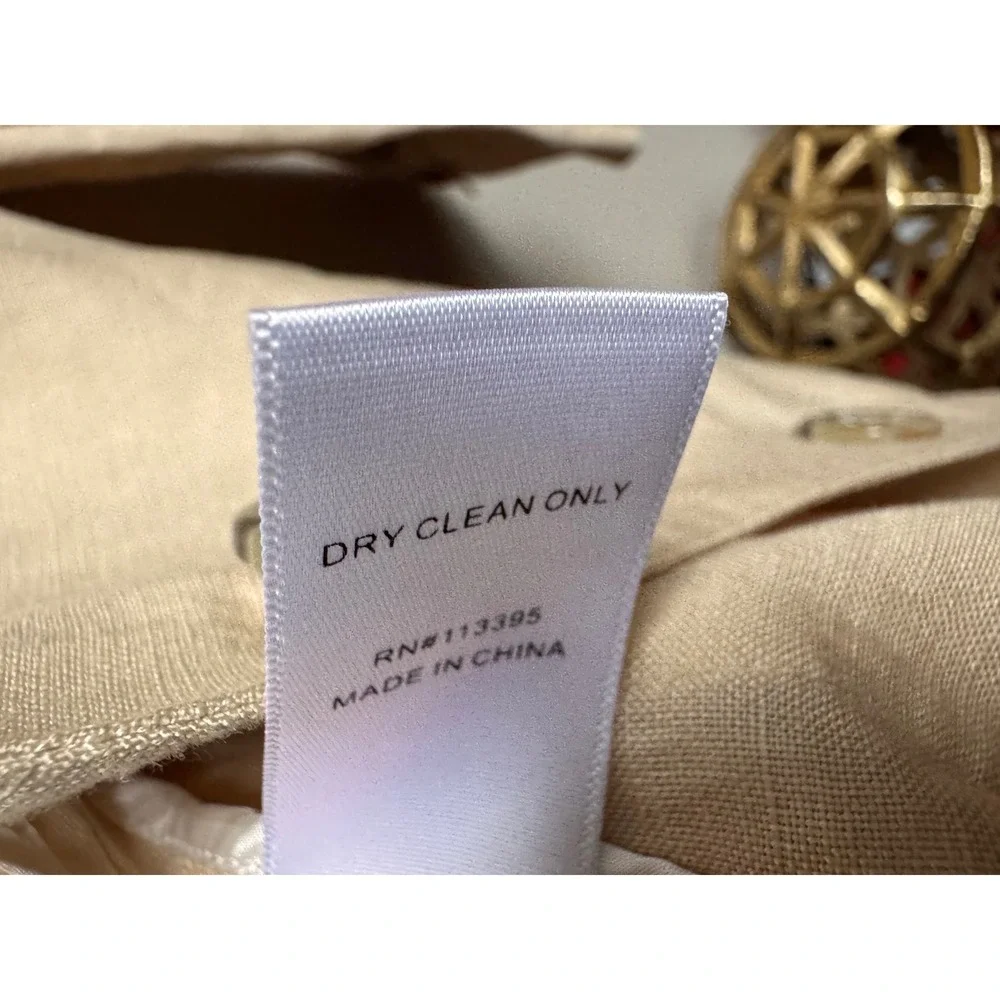 aryn k. Women Linen Blend Blazer M Beige Neutral Travel Resort Minimalist Career
